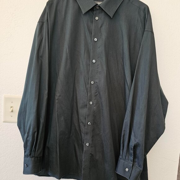 KENNETH COLE REACTION Men's Dress Shirt XXL 18 34-35 Wrinkle Free Green - Picture 3 of 7
